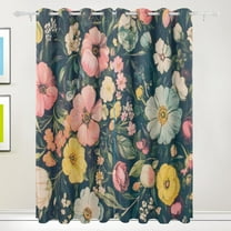 Bright Colorful Flowers Blackout Curtains for Living Room Bedroom 55W x 72/84L Insulated Window Drapes 2 Panels