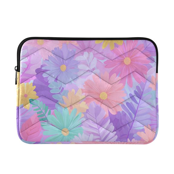 Bright Colorful Flowers in Spring Quilted Laptop Protective Cases Computer Sleeves Tablet Bags Briefcases M