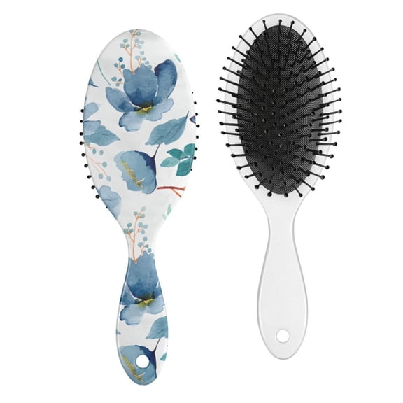 Bright Colorful Hair Brush, Floral Print Detangling Brush with Vintage Wildflower and Butterfly Design