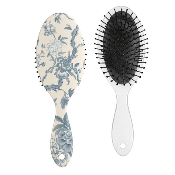 Bright Colorful Hair Brush, Floral Print Detangling Brush with Vintage Wildflower and Butterfly Design
