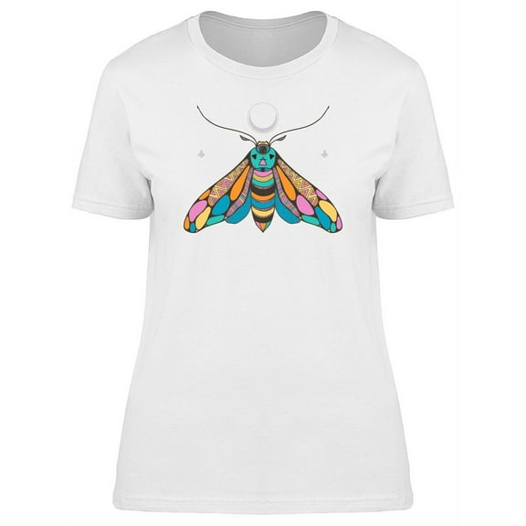 Bright Colorful Moth T-Shirt Women -Image by Shutterstock, Female Medium