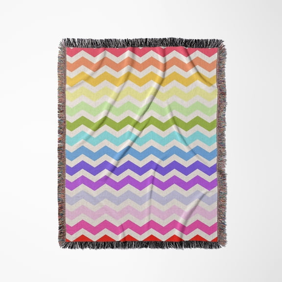 Bright Colorful Rainbow Chevron Zig Zag Stripes Aka Multicolored, Woven Blanket