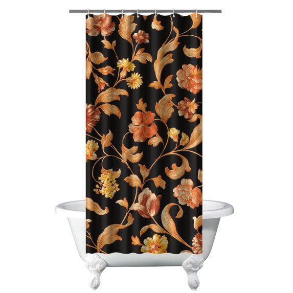 Bright Colorful Wildflower Shower Curtain, 36x72 Polyester for Bathtubs, Modern Garden Bloom Design with Bee and Butterfly
