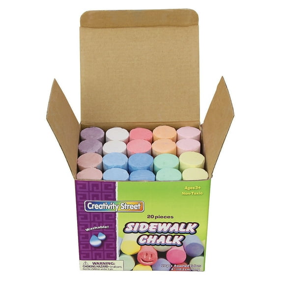 Bright Colors Sidewalk Chalk Assortment - Basic Supplies - 20 Pieces