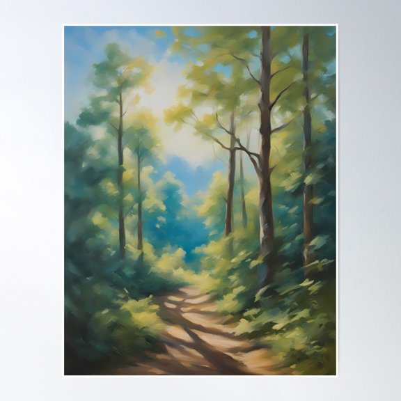 Bright Coloured Forest Pathway Poster Wall Art, Modern Wall Decor, 8x12 UNFRAMED