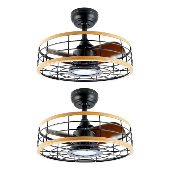 Bright Corners 16 Inch Downrod Ceiling Fans with Lights and Remote Control, Modern Outdoor Indoor 3 Blades LED Lights Ceiling Fans for Bedroom, Living Room, and Patios (Set of 2)