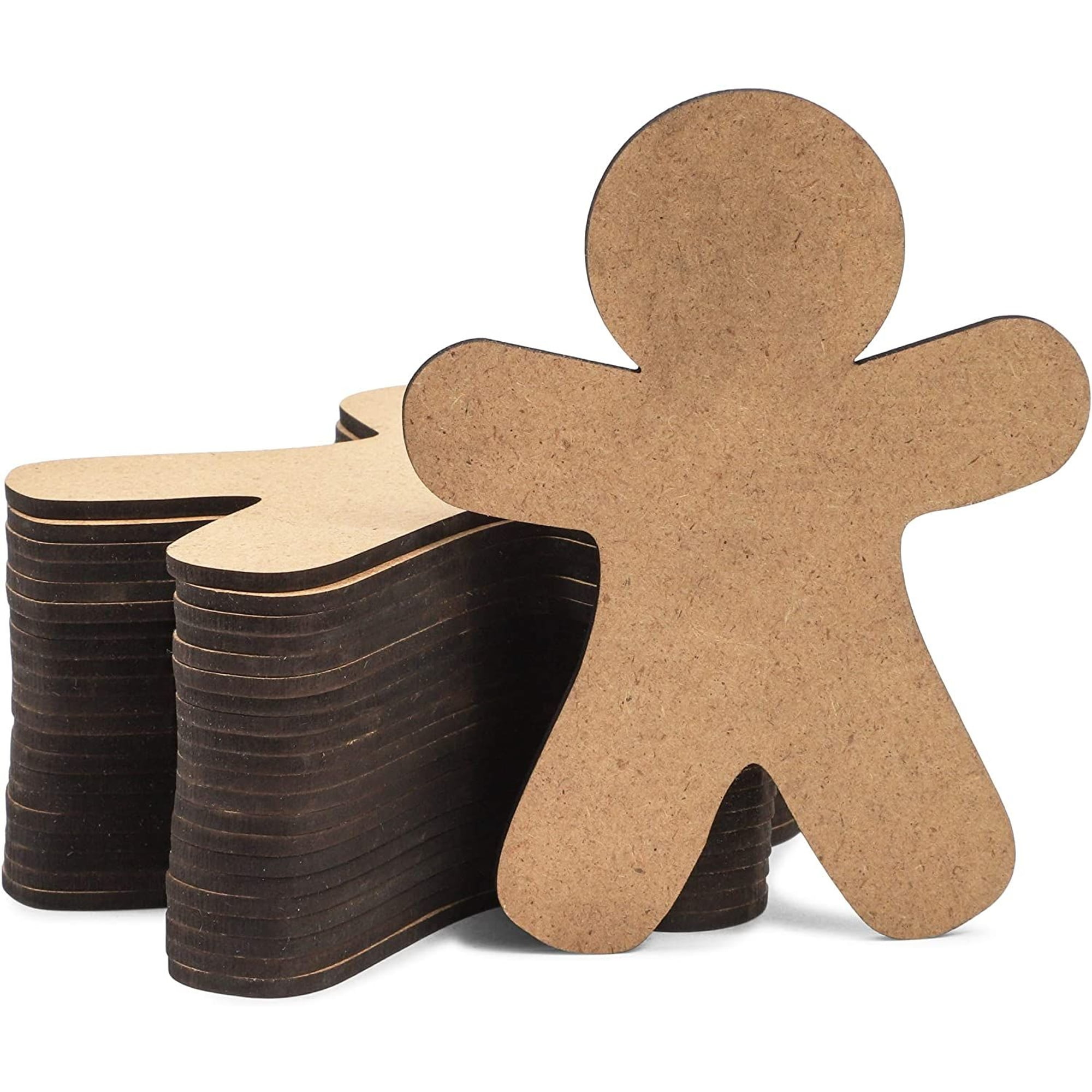 Bright Creations 24 Pack Wooden Gingerbread Men for Crafts, Wood DIY Christmas Ornaments ...