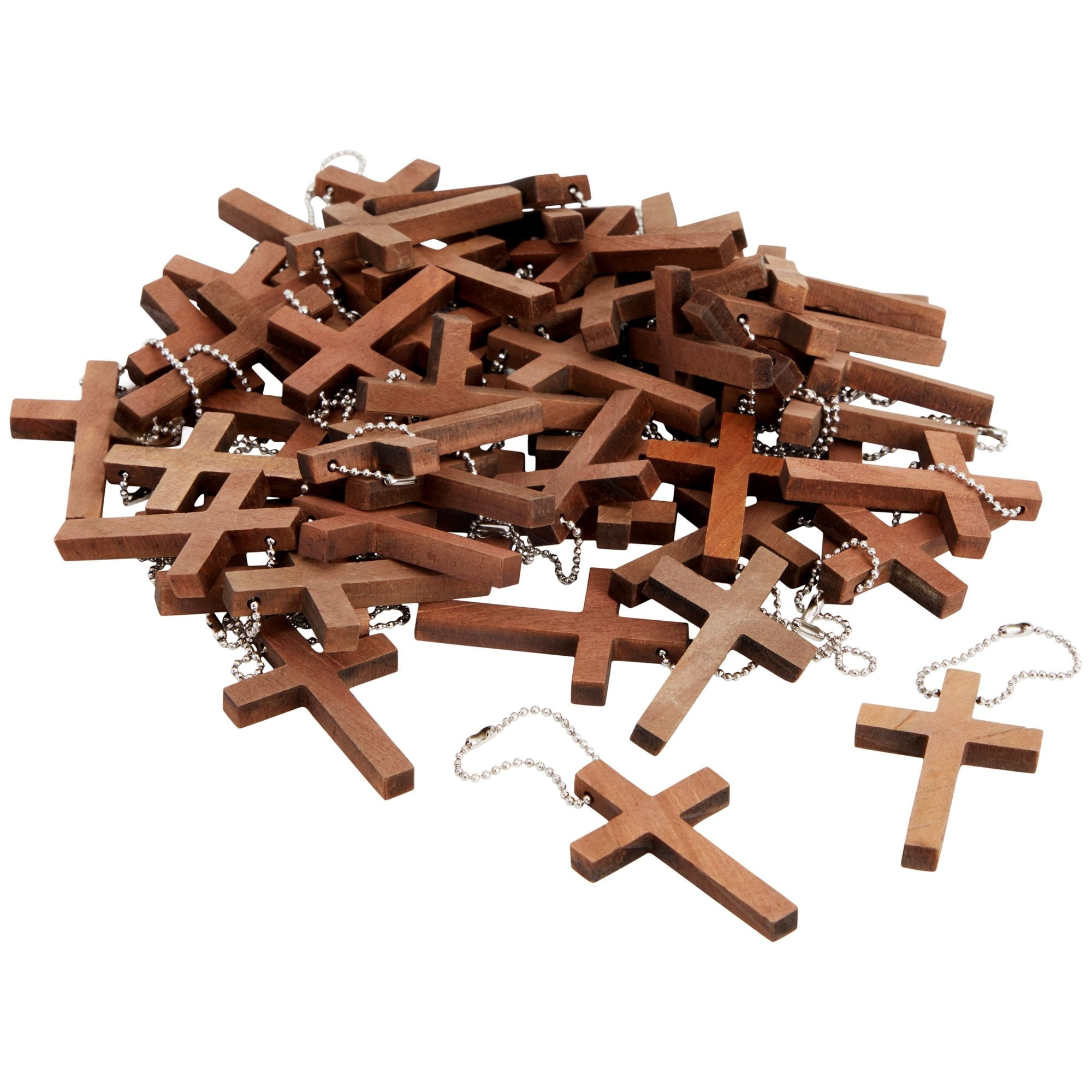 Bright Creations 50-Pack Mini Wooden Cross Keychains Bulk for