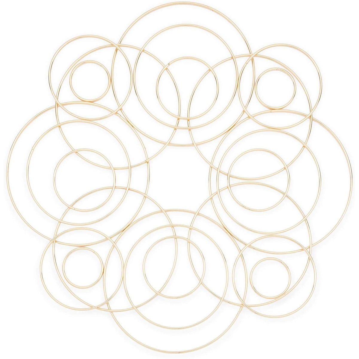 Bright Creations Metal Rings for Crafts, Macrame, and Dream Catchers (6 Sizes, Gold, 24 Pack)
