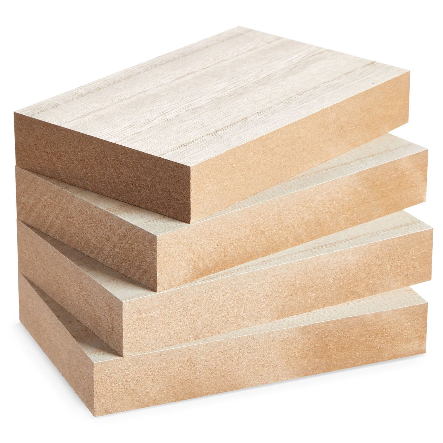 Unfinished MDF Wood Rectangle Blocks for DIY Crafts, 4 Pack