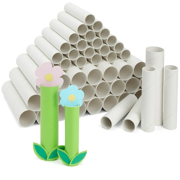 Bright Creations 50-Pack Paper Towel Rolls for Crafts - 1.2 x 6 in & 1.7 x 7.5 in White Durable Cardboard Tubes - Paintable Craft Tubes for DIY & Classroom Projects