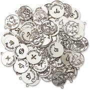 Bright Creations Zodiac Charms for Jewelry Making - 72 Pieces, Silver Alloy, 0.69 x 0.69 In - Zodiac Bracelet Charms - Astrological & Spiritual Accents