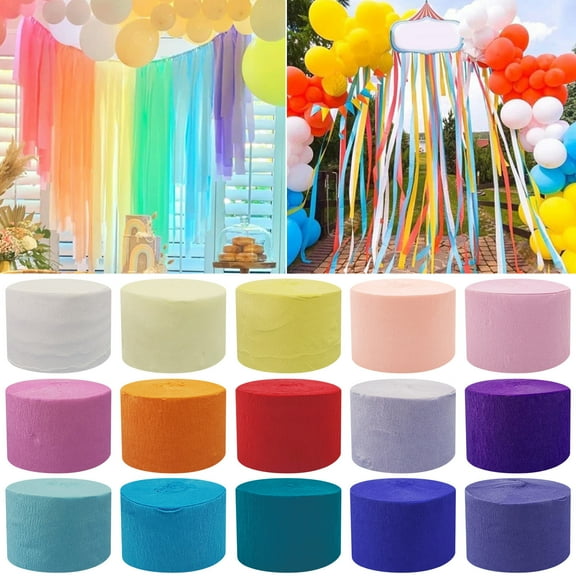 Bright Crepe Paper Roll 81 inch 1 Count Streamer for DIY Crafts Party Decor Gift Wrapping Birthday Wedding Decorations Color Paper Material Flame Bleed Proof (82 ft Length)