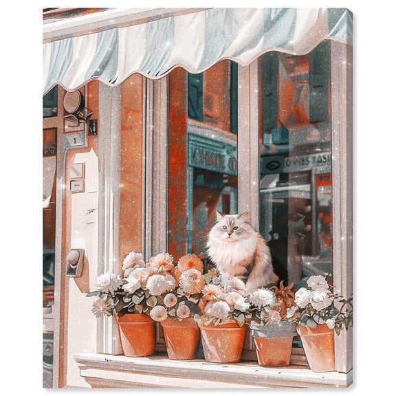 Bright Day Cat Storefront Canvas Fashion Wall Art by Art Remedy, Gallery Wrapped, 30" x 36"