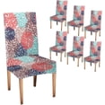 thumbnail image 1 of Bright Dining Chair Cover Bright Beige Blue Pink Floral Set of 6 Stretch Removable Washable Slipcovers for Dining Room Hotel Kitchen, 1 of 6