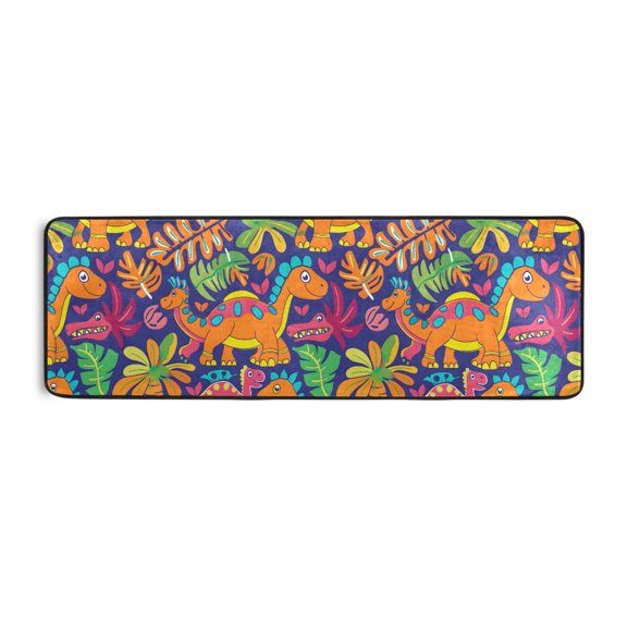 Bright Dinosaur Pattern Runner Rug 24x72 Inch Cushioned Non Slip Soft Absorbent Floor Mat