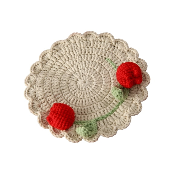Bright Double Headed Tulips Coasters Set Handcrafted Tabletop Accessories Ideal For Dining Room And Gatherings