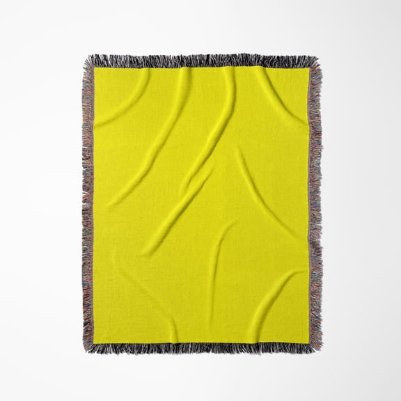 Bright Electric Yellow - Lemon - Vibrant Neon Light Sunny Yellow - Plain Simple Solid Color, Woven Blanket