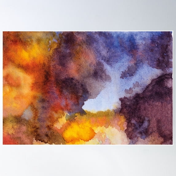 Bright Evening Sky - Abstract Watercolor Style Poster Wall Art Home ...