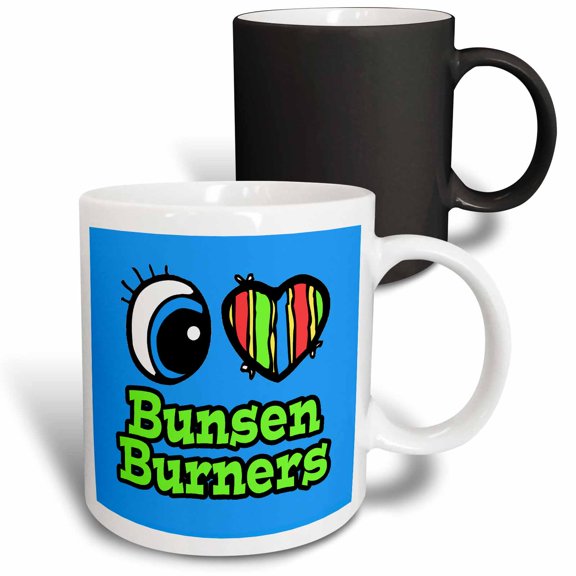 3drose, Bright Eye Heart I Love Bunsen Burners, 11oz Magic Transforming Mug