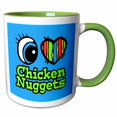 thumbnail image 1 of 3drose, Bright Eye Heart I Love Chicken Nuggets, 11oz Two-tone Green Mug, 1 of 6