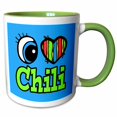 thumbnail image 1 of 3drose, Bright Eye Heart I Love Chili, 11oz Two-tone Green Mug, 1 of 6