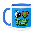 thumbnail image 1 of 3dRose, Bright Eye Heart I Love Crossing Guards, 11oz Two-Tone Blue Mug, 1 of 7