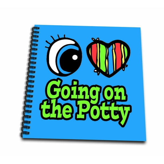 3dRose, Bright Eye Heart I Love Going on the Potty, Drawing Book 8 x 8 inch