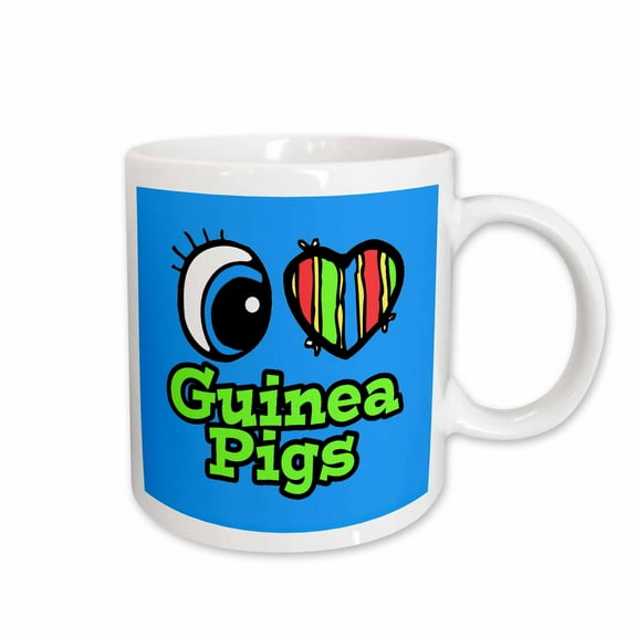 3drose, Bright Eye Heart I Love Guinea Pigs, 11oz Mug