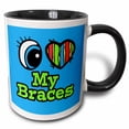 thumbnail image 1 of 3drose, Bright Eye Heart I Love My Braces, 11oz Two-tone Black Mug, 1 of 6