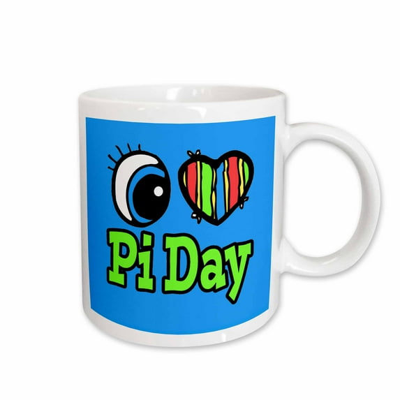 3drose, Bright Eye Heart I Love Pi Day, 11oz Mug