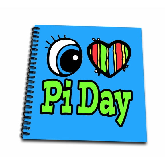 3dRose, Bright Eye Heart I Love Pi Day, Mini Notepad 4 x 4 inch