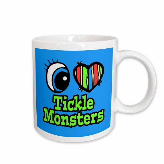 3drose, Bright Eye Heart I Love Tickle Monsters, 11oz Mug