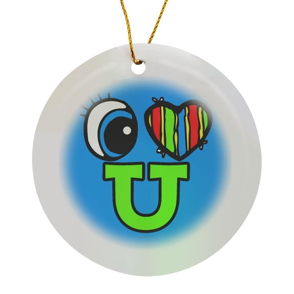 Bright Eye Heart I Love U You, Circle Porcelain Ornament