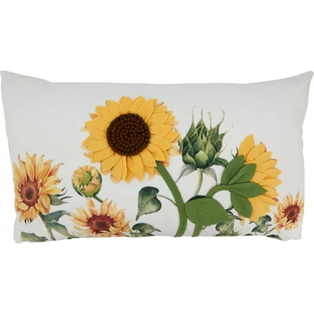Bright Felt Applique Sunflower Pillow Cover