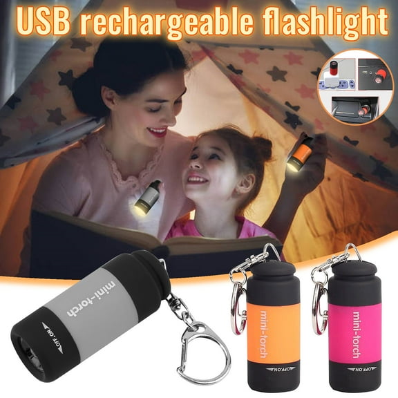 Bright Flashlight Mini-Torch 0.3W 25Lum USB Rechargeable LED Torch Lamp Flashlight Keychain Up to 65% off