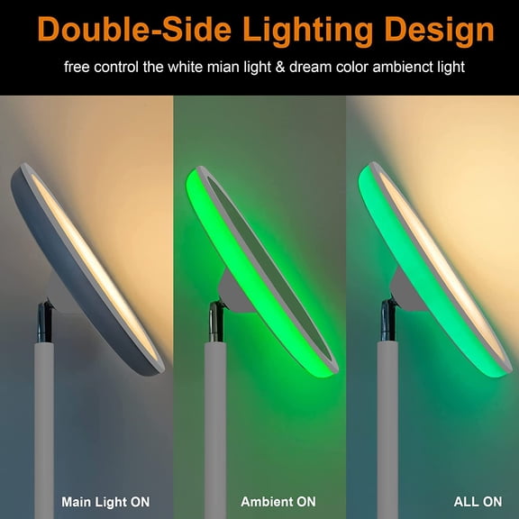 Bright Floor Lamp, 42W 3700LM LED Torchiere Floor Lamps for Living Room, 71in. Modern Tall Standing Light with Remote, Color & Brightness Dimmable Sky Light, 1/2/3H Timer for Bedroom, Office(White)