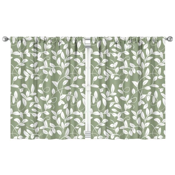 Bright Floral Print Kitchen Curtains Set - Colorful Garden Blooms 2 Tier Panels 42x54, Rod Pocket Window Treatment