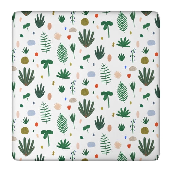 Bright Floral Print Square Tablecloth with Elastic Fit, Polyester Cover with Durable Stitching Designed for 36x36 Inch Tables, Adds a Fresh Floral Touch to Your Decor