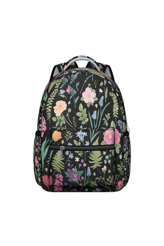 Bright Floral Print Students Backpack Durable School Backpack with Bloom and Blossom Artwork, Adjustable Straps for Student and Student