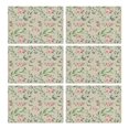 thumbnail image 1 of Bright Floral Table Mats Set of 6, Wrinkle Free Heat Resistant Flax Placemats with Butterfly and Bloom Pattern for Farmhouse Dining, 1 of 5