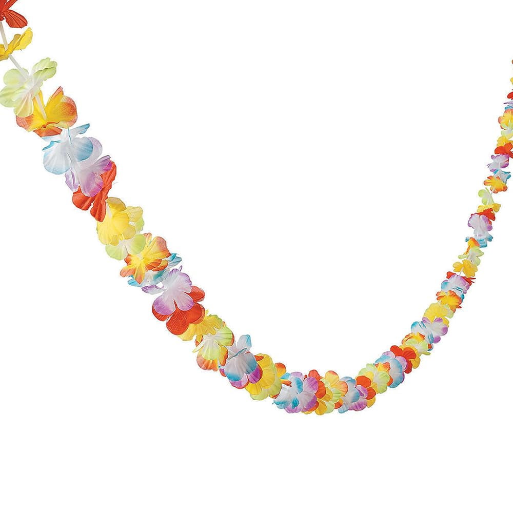Multicolor Artificial Silk Flower Lei Garland - 9 ft Party Decor