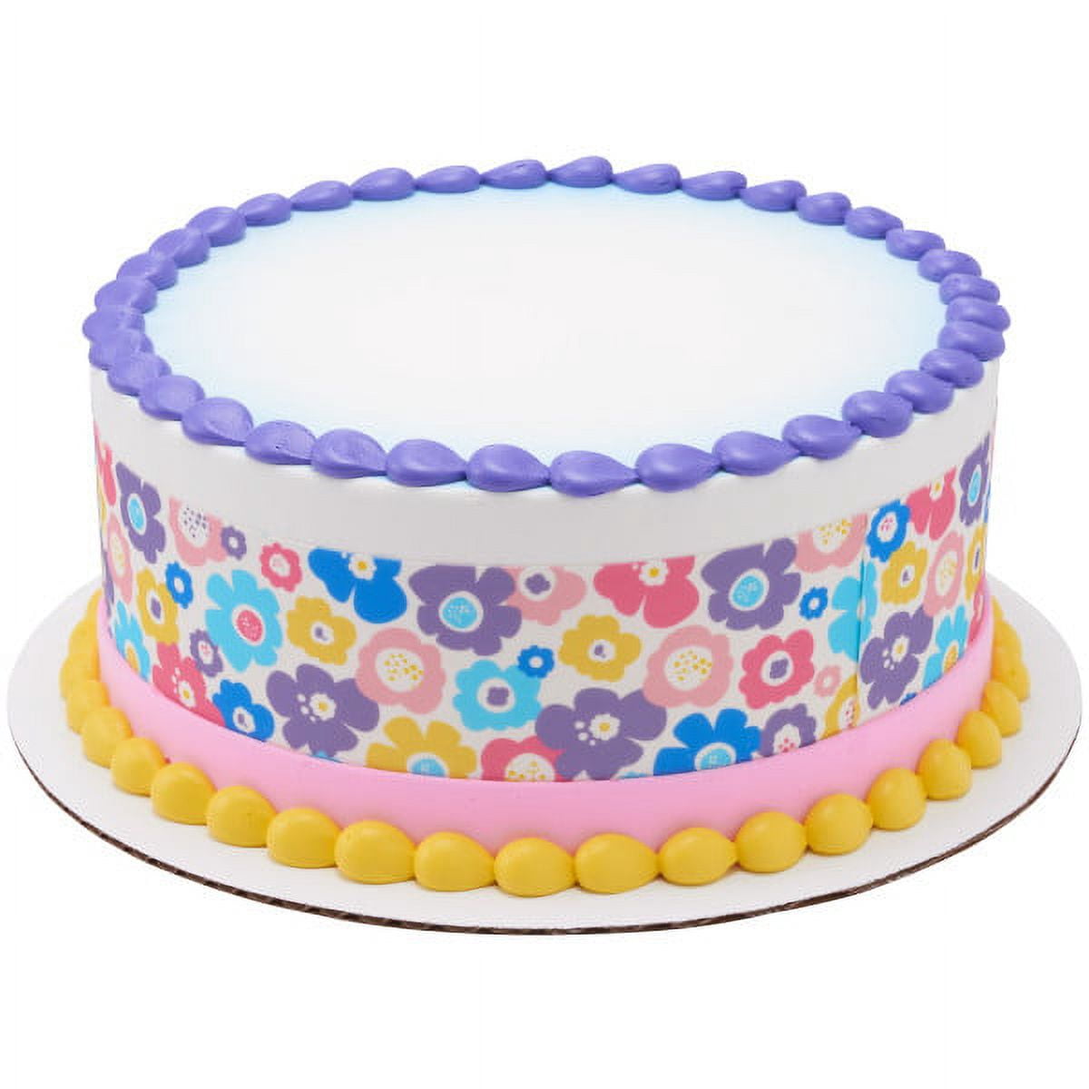 Bright Flowers 3 Strips Edible Frosting Photo Cake Border Decoration ...