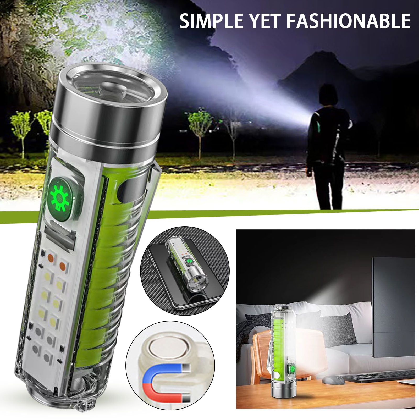 Bright Fluorescent Mini Flashlight Compact Keychain Torch For Enhanced