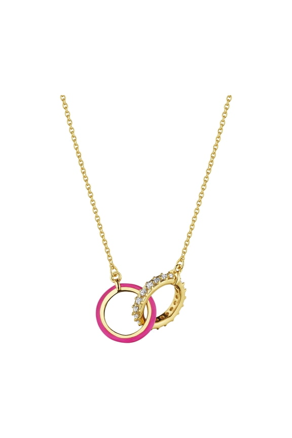 18k Gold over Sterling Silver Forever Necklace with Sapphire Pave and Enamel