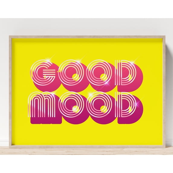 Bright Fun Good Mood Print Disco, Colourful Quote, 90S Aesthetic, Retro ...