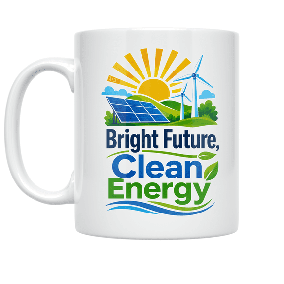 Bright Future Clean Energy Design - Renewable Energy Advocate - 11 oz Ceramic Coffee Mug