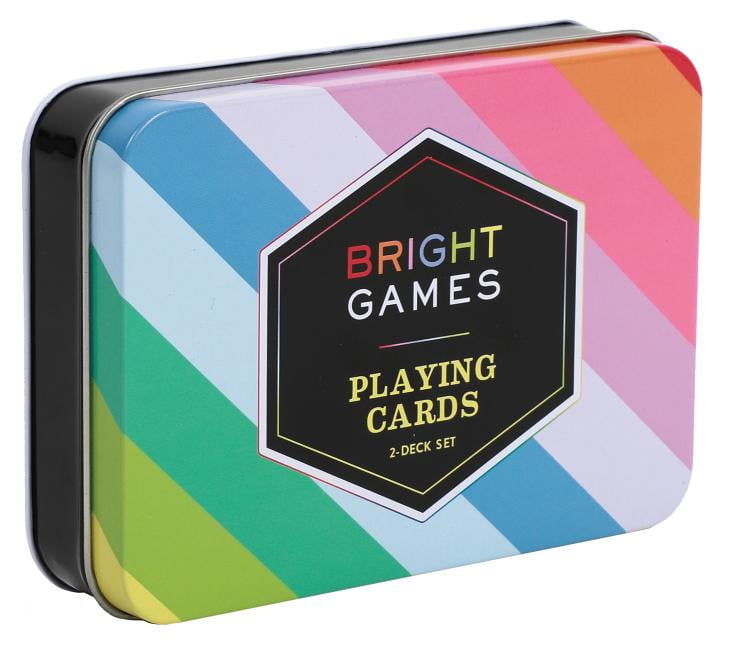 Bright Rainbow Gradient 2-Deck Set of Playing Cards in Tin