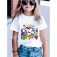 thumbnail image 1 of Bright Girls' Summer Knit T-Shirt - Colorful Number Blocks Cartoon Print, Soft Cotton, Round Neck, Short Sleeve, Casual & Comfy for Youngsters, Girls Tshirts, 1 of 7