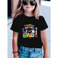 thumbnail image 1 of Bright Girls' Summer Knit T-Shirt - Colorful Number Blocks Cartoon Print, Soft Cotton, Round Neck, Short Sleeve, Casual & Comfy for Youngsters, Girl, 1 of 7